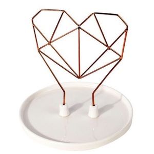 NIB imm Living Coxet Wire Heart Ceramic Jewelry Holder